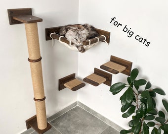 Cat scratching post, Cat furniture, Cat tree, Cat shelves for big cats, Cat tree natural, Cat bed Maine Coon, Corner cat bed
