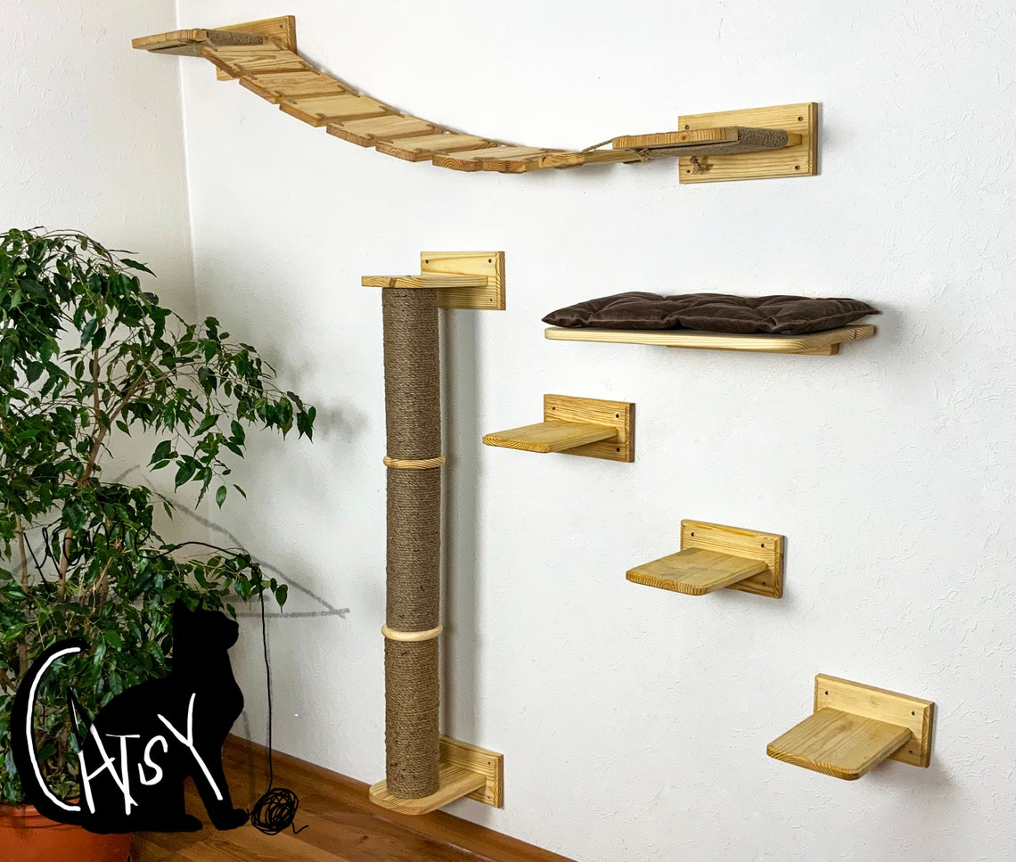 Cat Furniture SET Cat Tree Cat Shelves Wall Cat Furniture Etsy