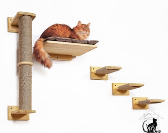 Cat tower, Cat climbing, Cat shelves, Cat shelf floating, Cat wall furniture, Cat sisal pole, cat gifts