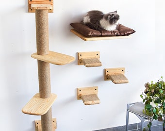 Cat scratching post, Wall-mounted cat playground with soft cushion, Cat wall bed
