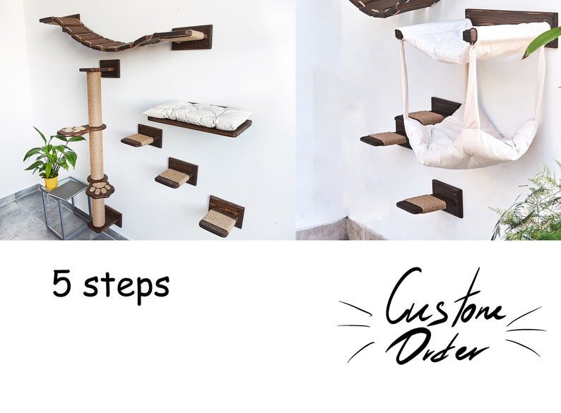 Cat Furniture SET Cat Tree Natural Wood Cat Shelf Cat Etsy