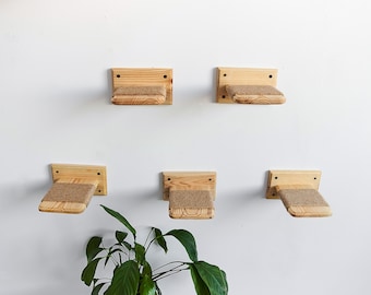 Cat shelf, Cat Climbing, Cat steps with sisal rope 5 pc, Cat ladder, Cat lover gift, Cat tree natural wood, Cat toys