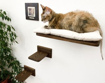 Cat perch, Wall mount cat bed, Cat shelves, Cat shelf, Cats Platform with Soft Cushion for Lounging, Cat sisal steps