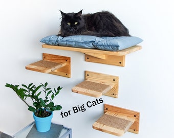 Cat bed for Maine Coon, Cat shelf for large cats, Cat shelves for wall, Cat wall bed for big cats, Cat climbing shelves