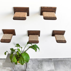 Cat steps with sisal rope 5 pc, Cat shelf, Cat wall shelves, Cat toys, Cat bridge, Cat ladder, Cat lover gift