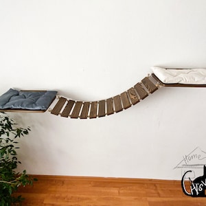 Cat beds, Cat perсh, Cat wall furniture, Cat shelves for wall, Cat bridge natural wood for wall, Cat ladder, Cat steps