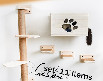 Cat Shelves, Cat Wall Furniture for Climbing, Cat tree, Cat shelf with Soft Cushion, Cat scratching post, Cat play furniture