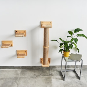 Cat climbing, Cat scratching post, Sisal cat scratcher, Cat tree natural, Cat wall furniture, Cat tower, Cat shelves, Wall steps sisal