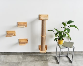 Cat climbing, Cat scratching post, Sisal cat scratcher, Cat tree natural, Cat wall furniture, Cat tower, Cat shelves, Wall steps sisal