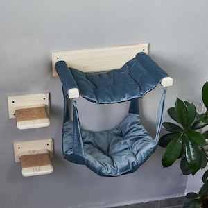 Cat bed, Unique cat hammock, Cat furniture, Cat steps, Cat shelf, Wood cat bed, Cat condo