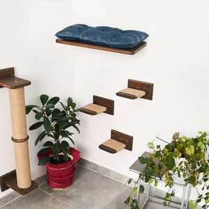 Cat Shelves, Cat Scratcher, Cat Furniture Wall, Cat Climbing Pole, Natural Wood Cat Play Furniture, Cat Sisal Pole