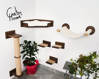 Cat bed soft, cat wall furniture, Cat tree, Cat shelves for wall, Cat tree natural wood