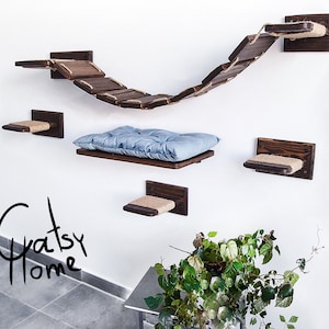 Cat shelf, Cat shelves set, Cat ladder floating, Cat climbing, Cat shelf for walls, Cat bridge, Cat wall furniture
