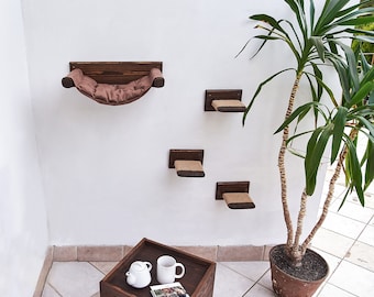 Cat bed hammock, Cat shelf, Cat condo, Cat bed furniture,Cat hammock, Wood cat bed, Cat steps