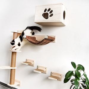 Cat tree wall, Cat cave house, Cat wall furniture, Cat wall bed, Cat shelves for wall, Cat tree natural wood, Cat walkway, Cat cave