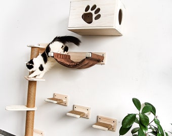 Cat tree wall, Cat cave house, Cat wall furniture, Cat wall bed, Cat shelves for wall, Cat tree natural wood, Cat walkway, Cat cave