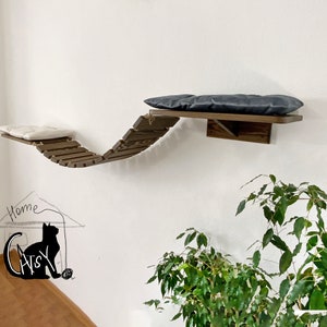Wood bridge for large cats, Cat shelves for wall, Floating cat shelf, Cat furniture wall, Cat bridge for wall