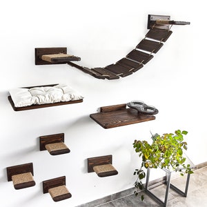 Cat bridge, Cat perch, Cat climbing, Cat wall furniture, Wood cat bed, Cat shelves