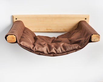 Cat hammock for playing and relaxing, Wood cat bed, Cat perch, Cat condo, Cat bed wall, Cat shelves for wall
