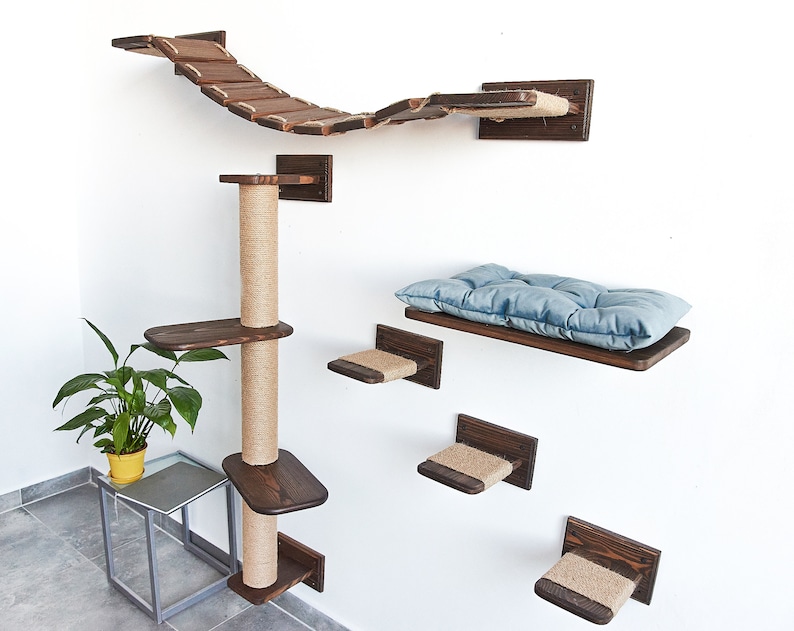 Cat Shelves Natural Wood Cat Bed Cat Bridge Cat Wall Etsy