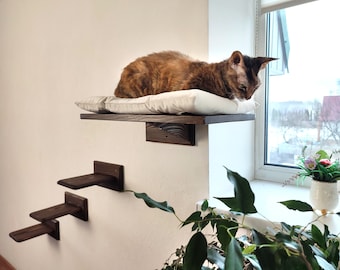 Window cat shelf, Cat bed for wall, Cat perch window, Cat shelves, Wood cat bed, Cat tower