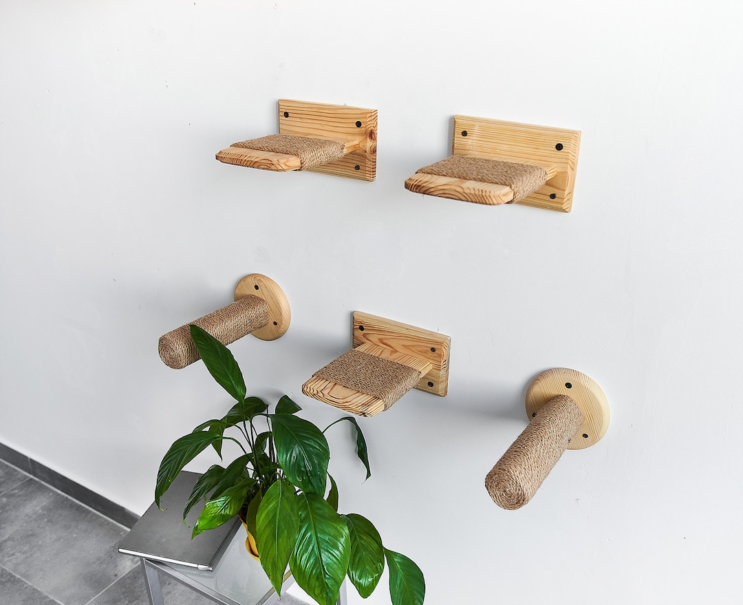 Cat Steps 5 Pc, Cat Shelves, Cat Furniture Set, Cat Gifts, Cat Shelf Floating, Cat Bed, Cat