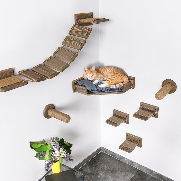 Cat shelf bed, Corner wall cat bed, Cat wall set, Cat furniture, Corner cat bed, Cat furniture wall, Katzenbett