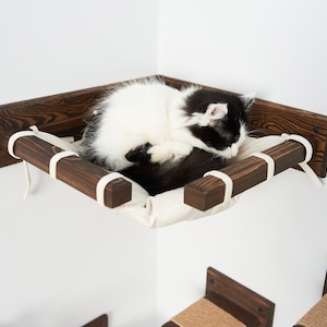 Kattenmand, kattenhangmat hoek, kattenopstapje voor aan de muur, kattenmeubelmuur, kattenbaars voor muurklimmen