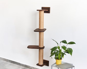 Cat Scratcher, Cat Shelves, Cat Furniture Wall, Cat Climbing Pole, Cat Shelf, Natural Wood Cat Play Furniture, Cat Sisal Scratching Post