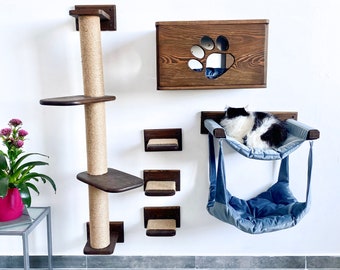 Cat Shelves, Cat Wall Furniture for Climbing, Cat scratching post, Cat play furniture, Wall mounted cat house