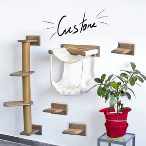 Cat furniture for climbing, Wall mounted cat furniture, Cat shelves, Stylish cat hammock