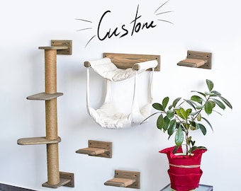 Cat furniture for climbing, Wall mounted cat furniture, Cat shelves, Stylish cat hammock