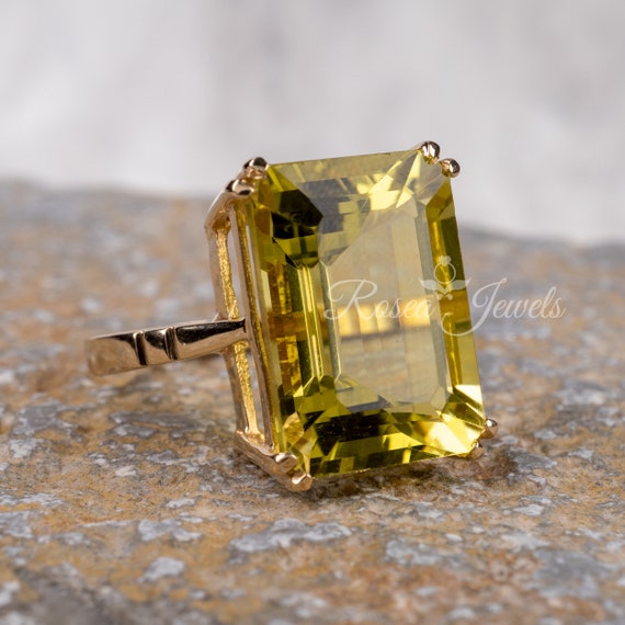 Lemon Quartz Green Gold Solitaire Ring Custom Choice Rings 925 Silver or  14K Solid Gold, Quartz Jewelry, Gemstone Jewelry, Statement Rings - Etsy