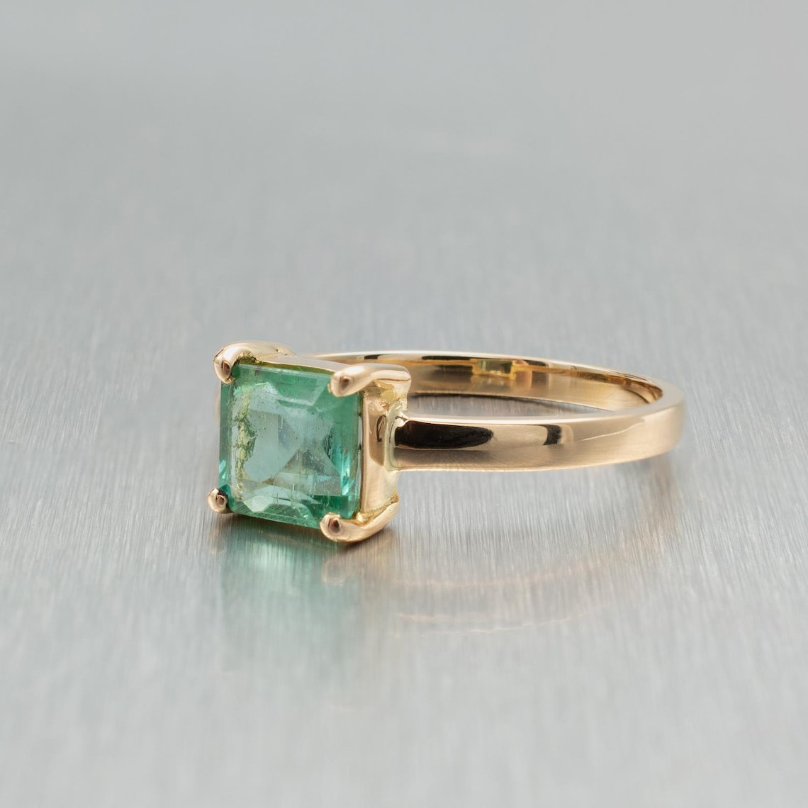 18K Gold Square Emerald Ring Natural Gemstone Rings Made To Etsy