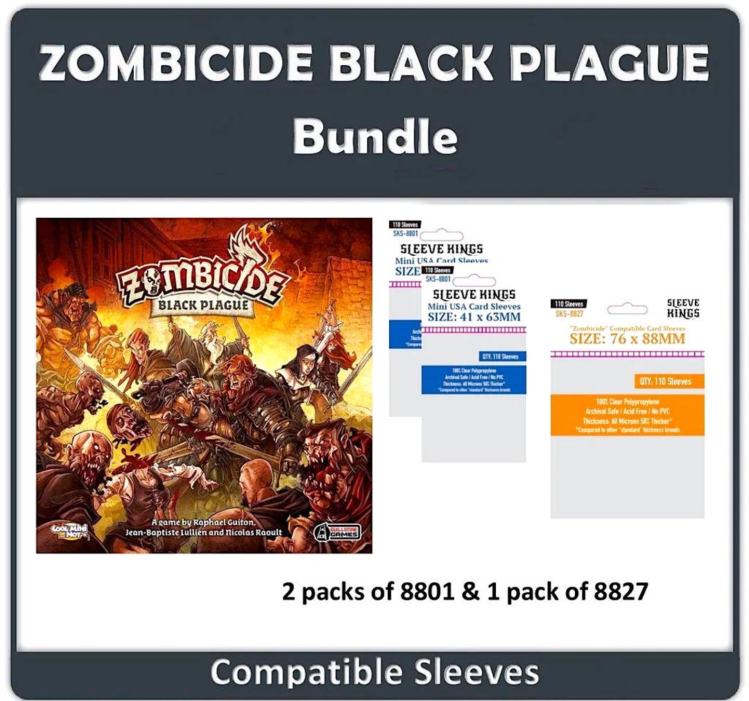 zombicide invader card sleeves "Zombicide" 2nd Edition Compatible Sleeve Bundle (8801 X 1 + 8827 sleevekings no challenge to these rights is expressed or implied Zombicide Board Game Accessories