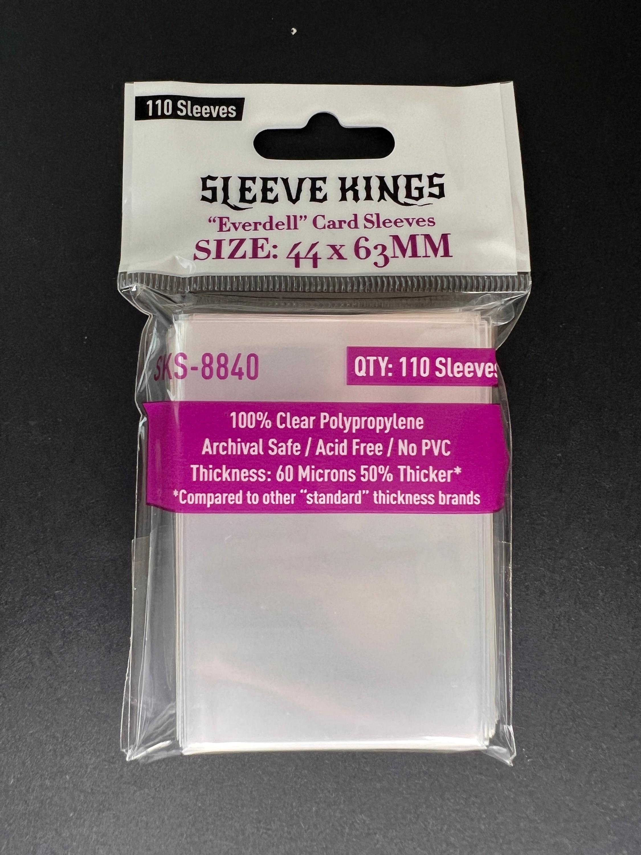 44 x 68 card sleeves Sleeve Kings Sleeves: Mini Euro 45x68mm, 110 / Pack 10% More Sleeves Mini European 90mic SLEEVES (44