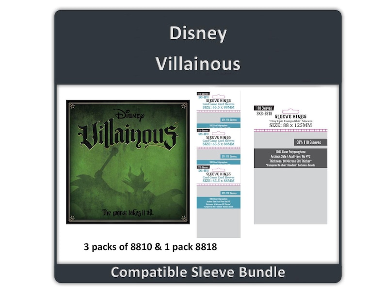 Disney Villainous Compatible Sleeve Bundle 8810 X 3 8818 X 1 Etsy