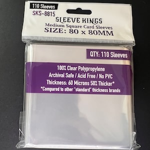 Sleeve Kings Medium Square Card Sleeves (80x80mm) - 110 Pack, -SKS-8815