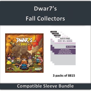 Puede incluir: Un paquete de tres packs de 8815 Sleeve Kings fundas para cartas cuadradas medianas, cada pack contiene 110 fundas. Las fundas son de 80 mm x 80 mm y son compatibles con el juego de mesa Dwar7's Fall Collectors.