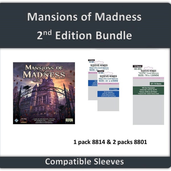 Mansions of Madness (2nd Edition)" Compatible Sleeve Bundle (8801 X 2 + 8814 X 1)