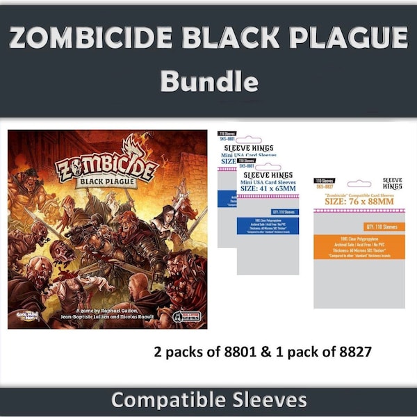 Zombicide Black Plague" Compatible Sleeve Bundle (8801 X 2 + 8828 X 1)