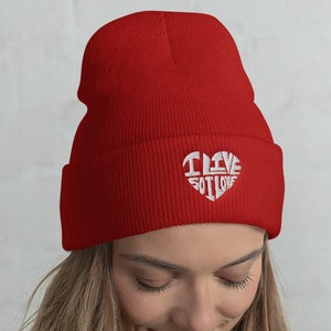 Embroidered Trivia Love I live so I love Joon Cuffed Beanie Hat | Valentines Namjooning Rkive | Hobihearteu Shop