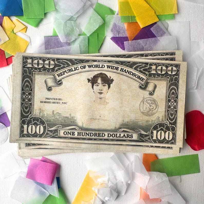 Jin Run Seokjin Tour Dollar Bill Play Money | Kim Seokjin | New Arrival Hobihearteu Shop image 3