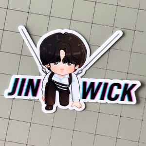 Jin Wick Run Seokjin Vinyl Aufkleber | Seokjin Runseokjin| Hobihearteu Shop neue eingetroffen