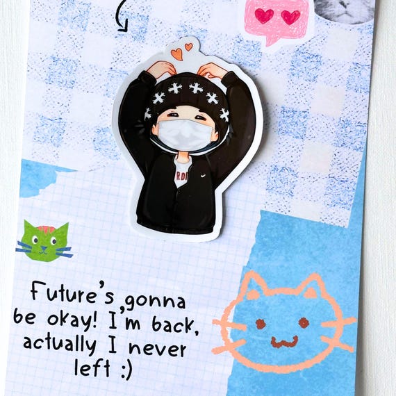 Welcome Back Yoongi Heart Hand Vinyl Waterpoof Sticker | Suga