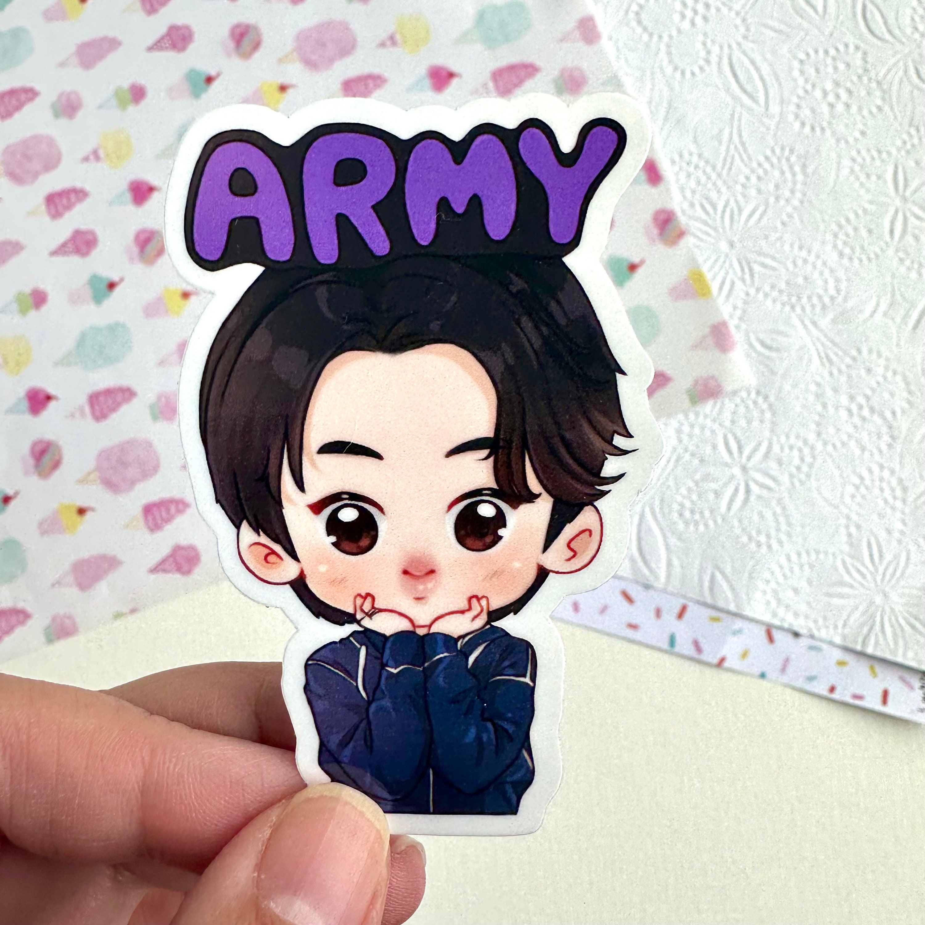 ma.　BTS JIN 顔プリント巾着 Jin ARMY Headband Vinyl Waterpoof Sticker | Jin Seokjin