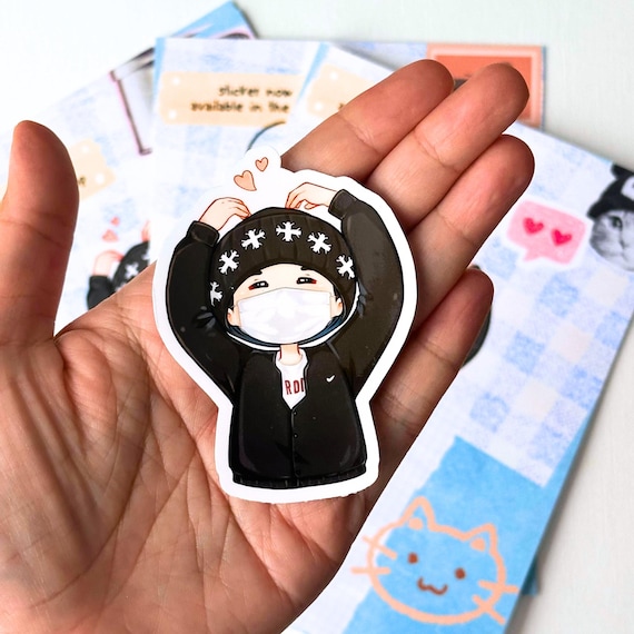 Welcome Back Yoongi Heart Hand Vinyl Waterpoof Sticker | Suga