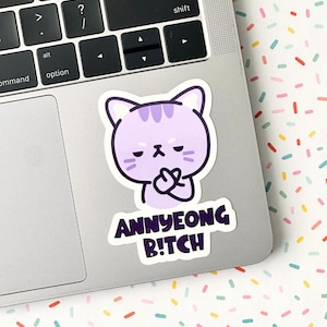 Annyeong Btch ARMY wita hejtera wysyłając wieniec pogrzebowy, Yoongi Cat | wodoodporna naklejka na kartę | Suga, AgustD | Sklep Hobihearteu