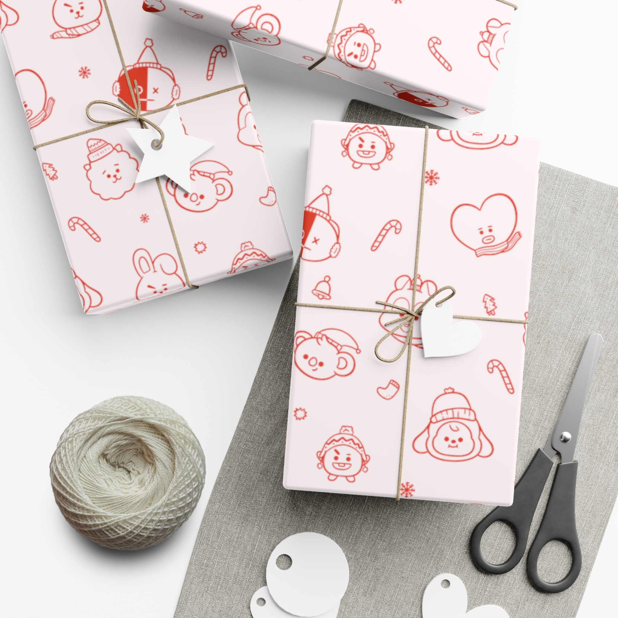 BTS Christmas Wrapping Paper Korean K-pop Gift Wrap, Fun BTS K-pop Gift Wrap,  BTS K-pop Scrapbooking Paper 