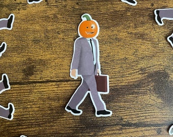 Dwight Schrute Pumpkin Head Sticker, Party Favor Sticker
